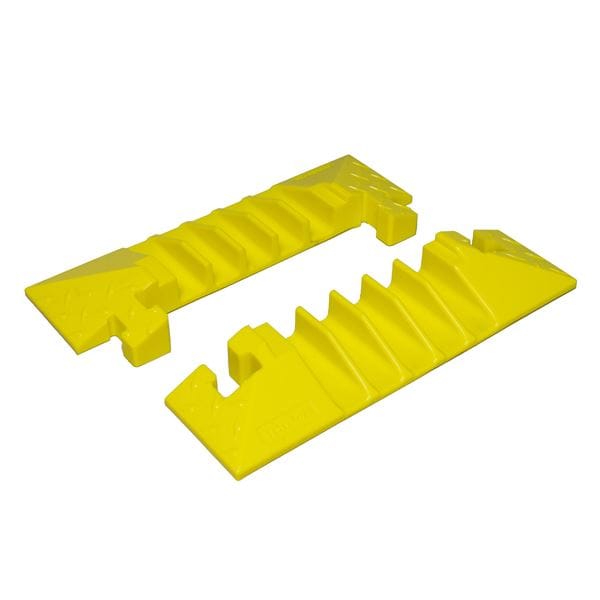 Cable Protector End Cap, 2 in H, 4.80 in L, 17-1/2 in W, 5 Channel, Polyurethane, Yellow